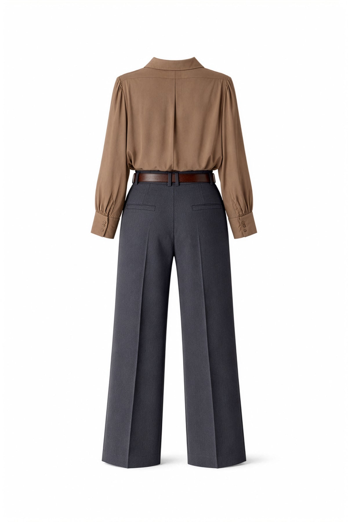 VIANA Signature Tailored Set – Taupe & Black - two-piece workwear set - styled view