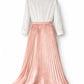 VIANA Signature Pleated Skirt Set – White & Dusty Rose - pleated skirt set - styled view