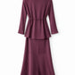 VIANA Satin Layered Maxi Set – Burgundy