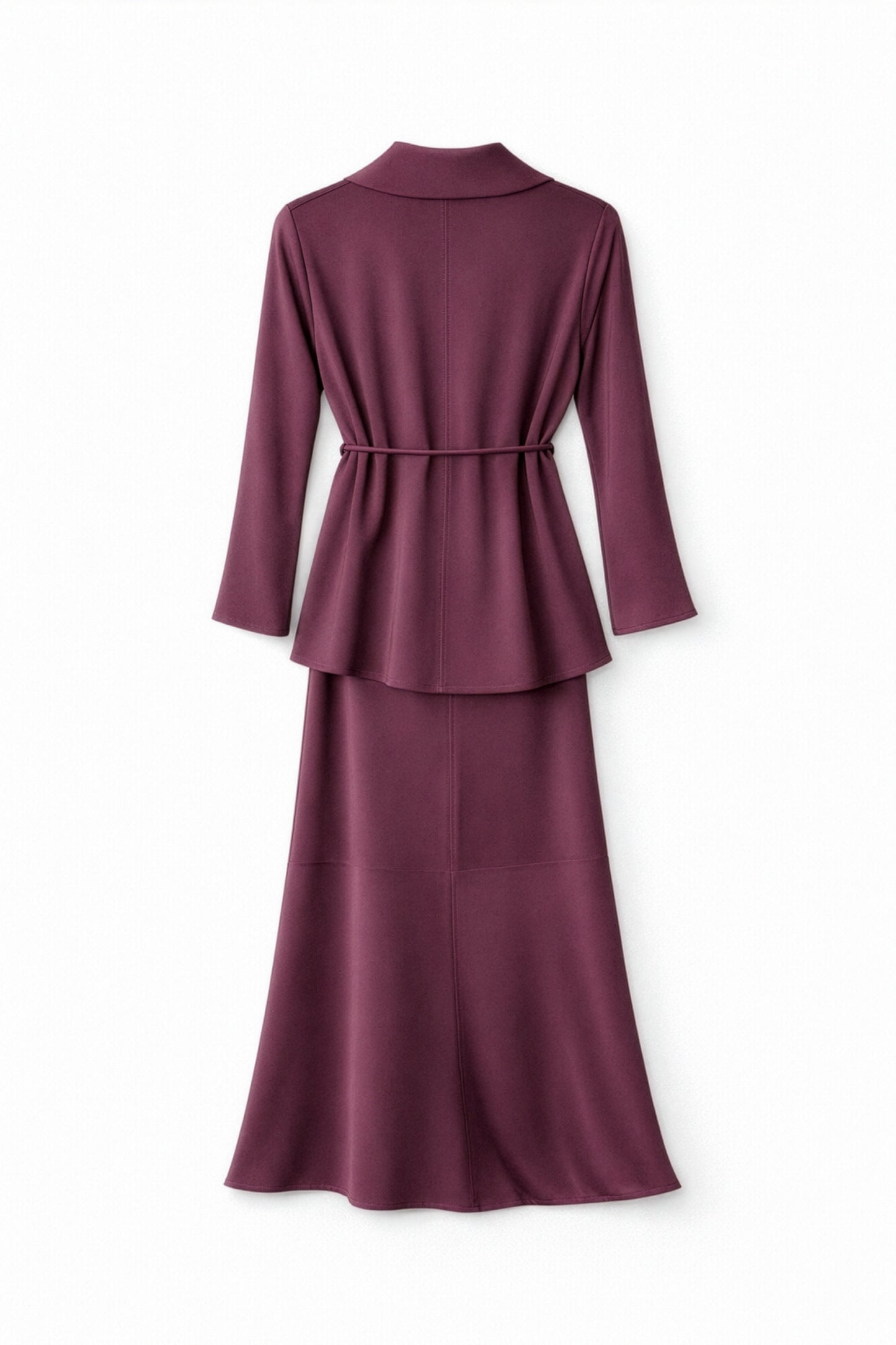 VIANA Satin Layered Maxi Set – Burgundy