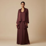 VIANA Satin Layered Maxi Set – Burgundy