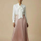 VIANA Signature Pleated Skirt Set – White & Dusty Rose - pleated skirt set