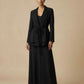 VIANA Satin Layered Maxi Set – Black